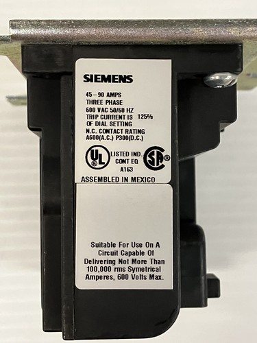 SIEMENS 48BSK3M20 Solid State Overload Relay ESP100 45-90Amp 3p 600V Class 20 - Picture 4 of 8