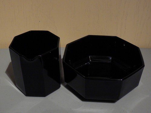 Arcoroc Octime Black Glass Cream & Coverd Sugar Bowl - 第 4/13 張圖片
