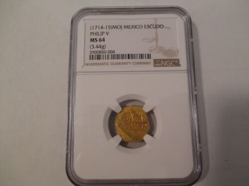 1714-15 MOJ MEXICO ESCUDO PHILIP V NGC MS64 FROM 1715 FLEET