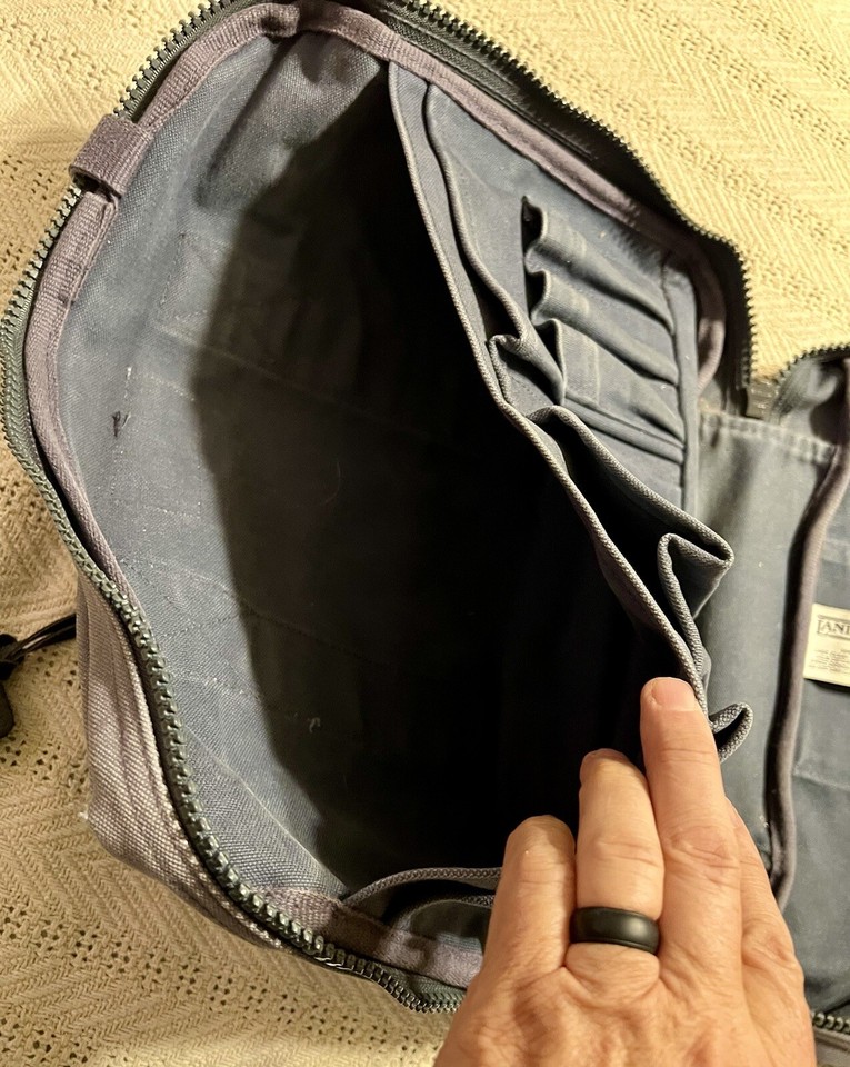 Vintage Lands End Canvas Bag Light Gray Briefcase Laptop CarryOn Made