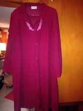 Vintage Felt Velour Nightgown Size Large 1970s Vanity Fair Button Down Dressing