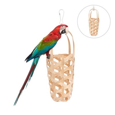 1pc Papagei Futtersuche Korb Haustier Küken Vögel Futterspielzeug (Holzfarbe)