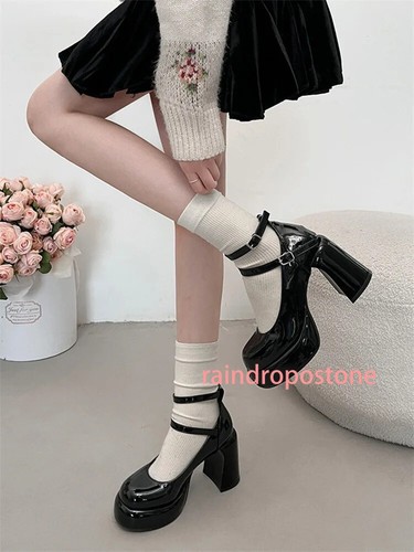 Damen Mary Jane klobige High Heels Schnalle Pumps Mädchen Mode Schuhe Sandalen - Bild 2 von 19