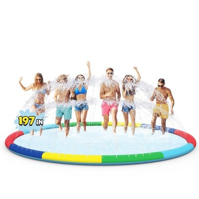 ODOSOLA 16 FT Large Splash Pad for Kids Ages 4-9, Non-Slip 16 FT, Multicolor 