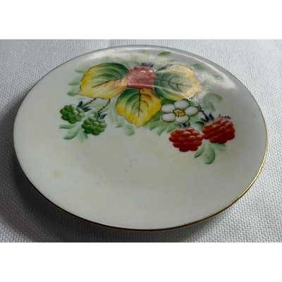 Favorite Bavaria Hand Painted Berry Porcelain Plate Gold Rim Artist Signed Luken