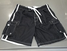 Royal Class L 36-38 Black Swim Trunks w/ White Trim