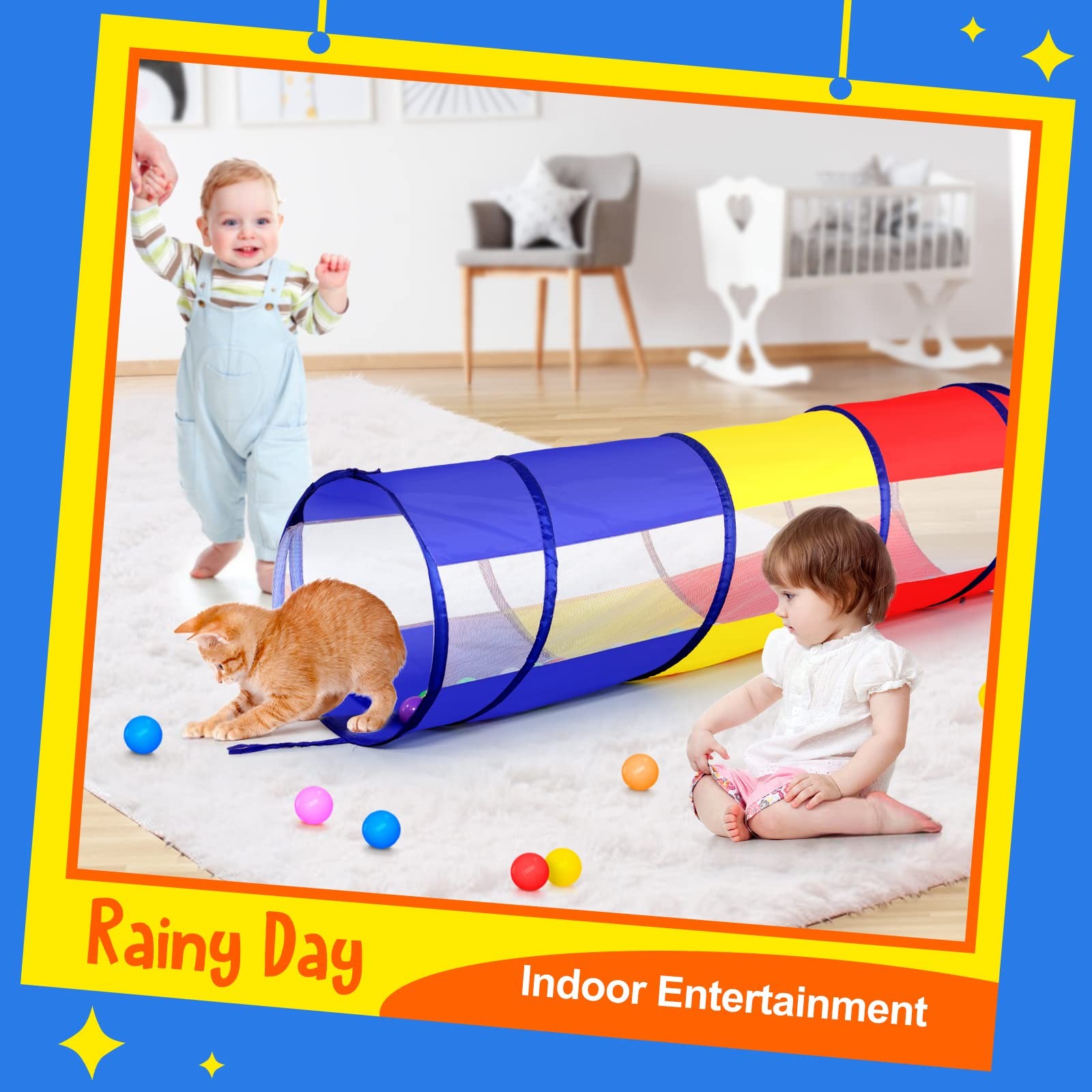 Kids Play Tunnel for Toddlers, Pop Up Crawl Through Tent Baby Infant Children