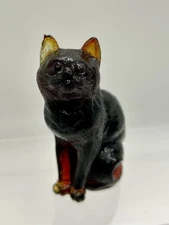 RARE Vintage Mosser Glass Sitting Cat-Black Cherry 