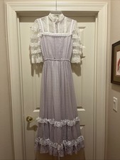 Sale! Gunne Sax Jessica McClintock Vintage 80s Lace  Size 9 Purple Prairie Style