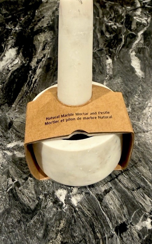Marble Mortar and Pestle Set Natural Stone Spice Herb Grinder Pedestal