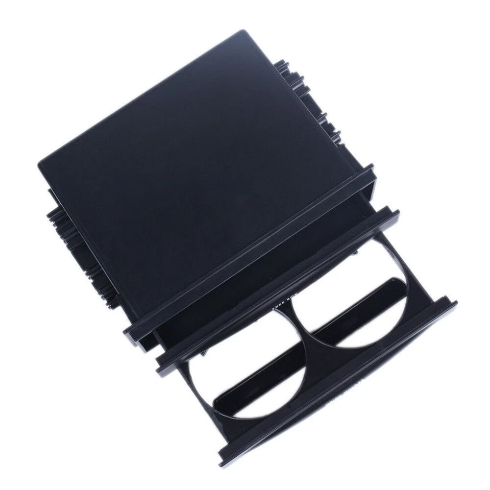 Caja de escombros de almacenamiento de doble capa de bolsillo para radio de coche 2 Din negra soporte para taza Foto 3 de 4