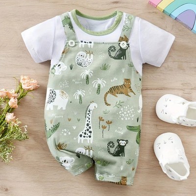 Baby Junge Neugeborenes Body Kleidung Overall Zoo Tiermotive Strampler Freizeitkleidung