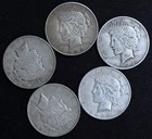 Morgan Dollars Lot of 5 90% Silver Coin Mixed Year US [Lot A]