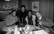 Singer James 'JT' Taylor poses for photos with singers Kevon Edmon- Old Photo 2