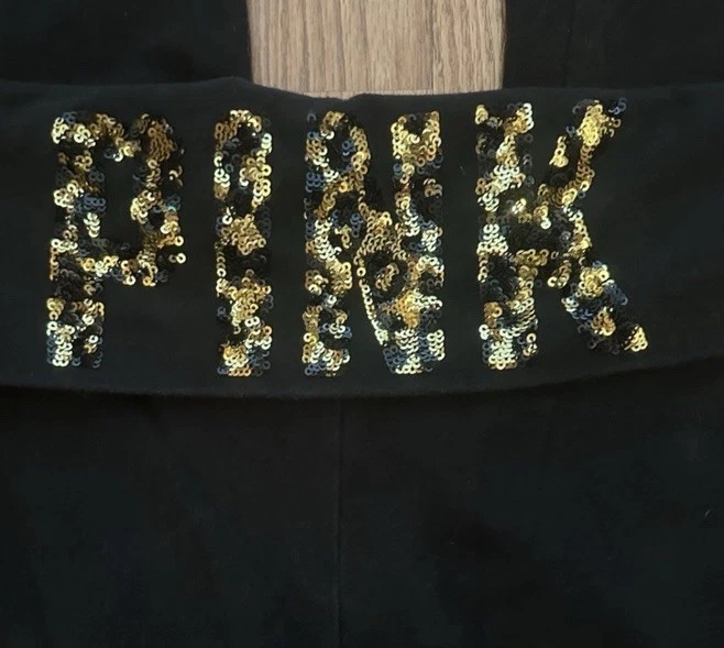 Victoria's Secret розовый винтажный черный гепард блестящий складной расклешенный леггинсы M - Изображение 2 из 4