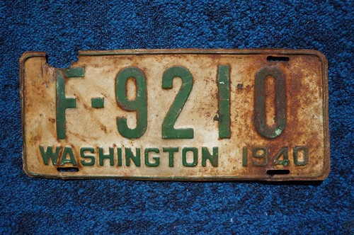 1940 WASHINGTON License Plate