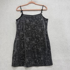 Private Luxuries Dress Womens Large Black Metallic Floral Slip Lingerie Mini