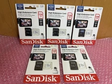 Lot Of 5 SanDisk 128GB High Endurance microSDXC, C10, U3, V30, 4K, for Dash Cam