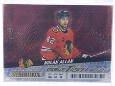 Nolan Allan 2024-25 Credentials Hockey Debut Ticket Access Red /99 Blackhawks