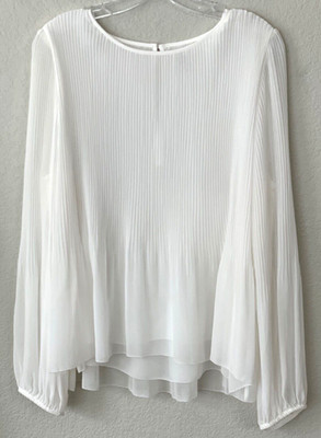WILFRED ARITZIA Long Sleeve Semi Sheer Lined Pleated Top Ivory Wms L
