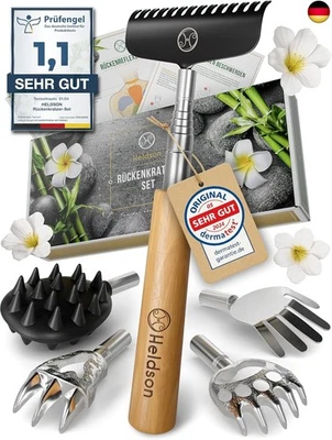 HELDSON® Rückenkratzer Holz EXTRA STABIL [6 Kratzvarianten] - Kratzhand R