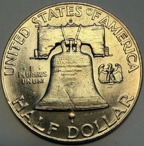 1951-D Franklin Half Dollar, BU, Full Bell Lines FBL (lot 45)