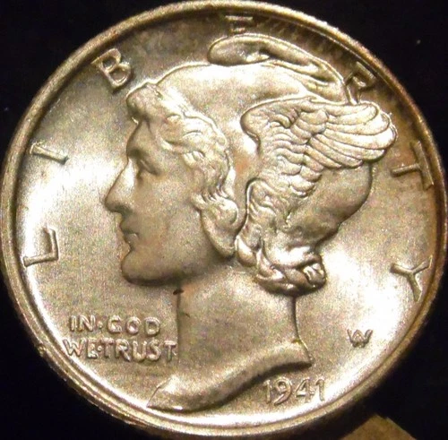 1941-S Mercury Dime Gem BU Uncirculated Full Bands Superb