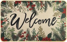 Christmas Welcome Doormat 17x29 Winter Non-Slip Outdoor Front Door Mat
