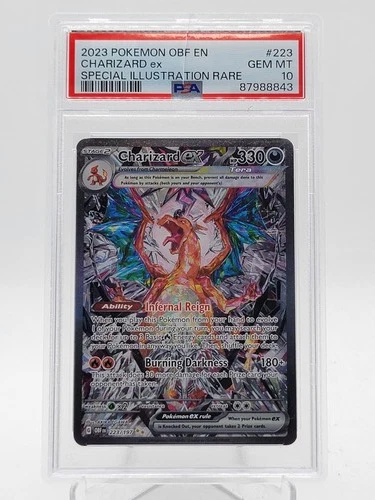 CHARIZARD EX 2023 POKEMON OBSIDIAN FLAMES #223/197 SIR PSA 10 Q3963