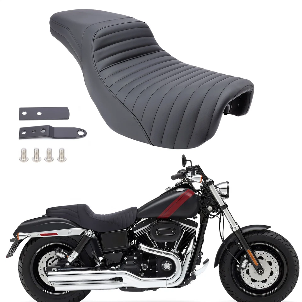 Driver & Passenger Step-up Seat For Harley Dyna Super Wide Glide Low Rider 06-17 - Image 3 of 4