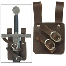 Medieval Holy Crusader Warrior Sepia Left Handed Leather Sword Frog