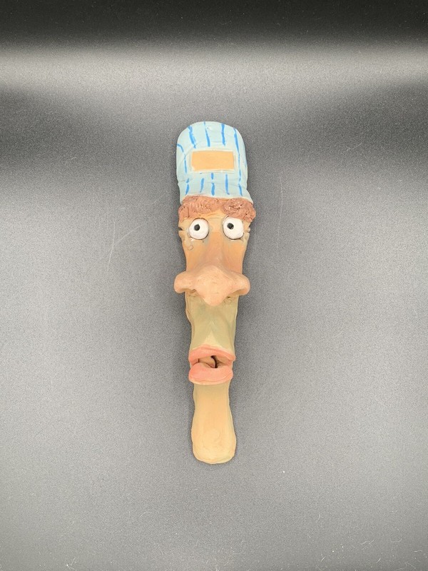 Polymer Clay Face Figurine Wall Hanger Handmade Signed