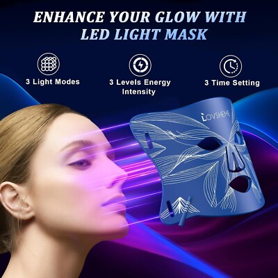 WIRELESS Light Therapy Face Mask   320 Anti-Aging MEDICAL GRADE Red & Blue LEDs
