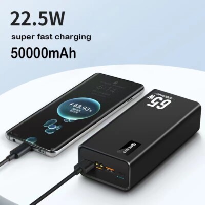 65W 50000mAh Type C PD Fast Charger Power Bank External Battery For Laptop Phone