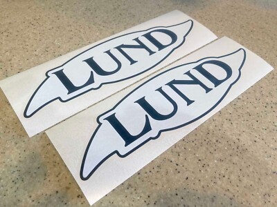 Lund Vintage Fishing Boat Decal 13'' Vinyl 2-PAK FREE SHIP + FREE Fish Decal!