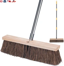 18 "  Push  Broom  Outdoor  Heavy  Duty -  65 "  Long  Handle  Large  Wide  Shop