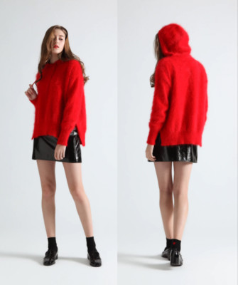  46FARBEN ANGORA PULLOVER WOLLE KAPUZE SKI WOOL HOODIE JUMPER SWEATER CASHMERE
