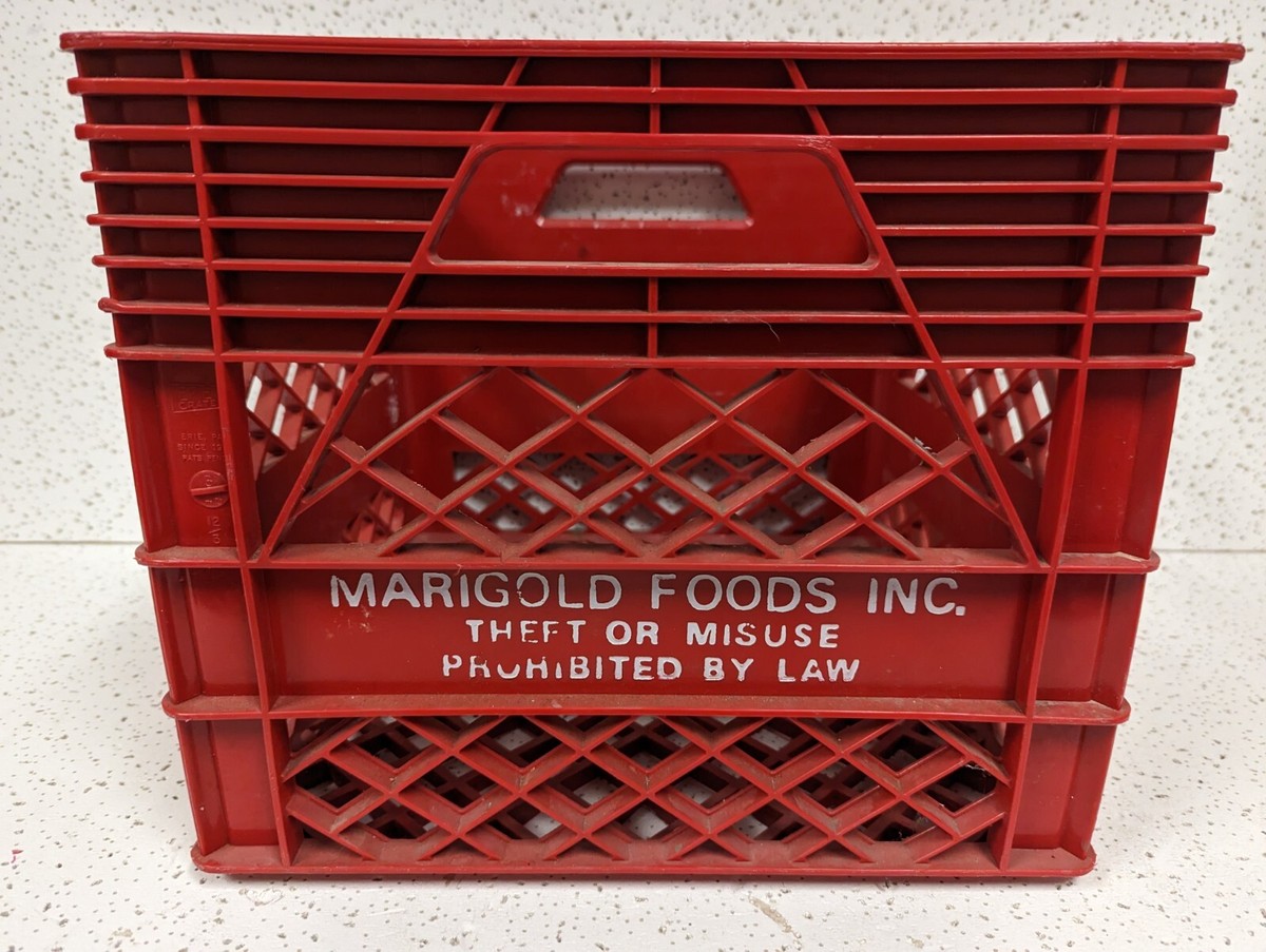 Marigold Foods Dairy Plastic Milk Crate Red Vintage VTG Texas 1989