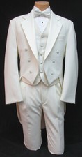 Boys Size 6 Ivory Tuxedo Tailcoat with Pants Long Tails Wedding Ring Bearer 6B