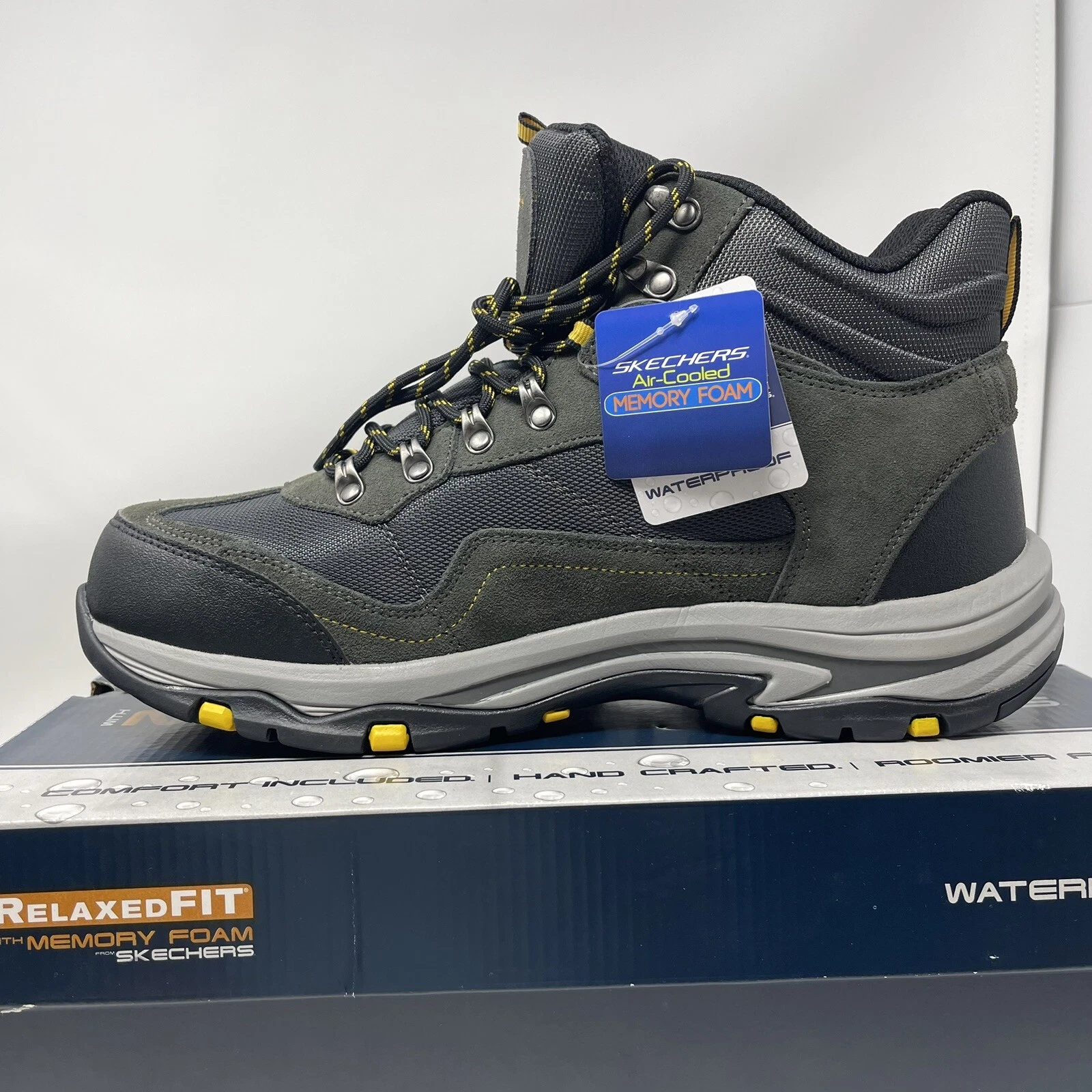 Skechers Men’s Size 13 Trego Pacifico Gray Waterproof Hiker Boots 65672 NEW