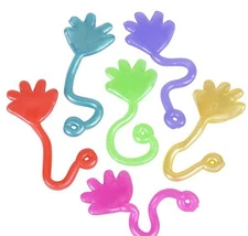 72 MINI STICKY HANDS, 3", PARTY FAVORS, VENDING, CARNIVALS REDEMPTION GOODY BAGS