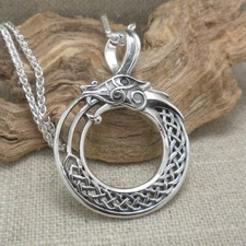 Sterling Silver Celtic Dragon Pendant KEITH JACK Strength & Wisdom 18" Chain Box