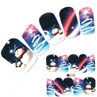 Tattoo Nail Art Schneemann Sterne Aufkleber Nagel Sticker