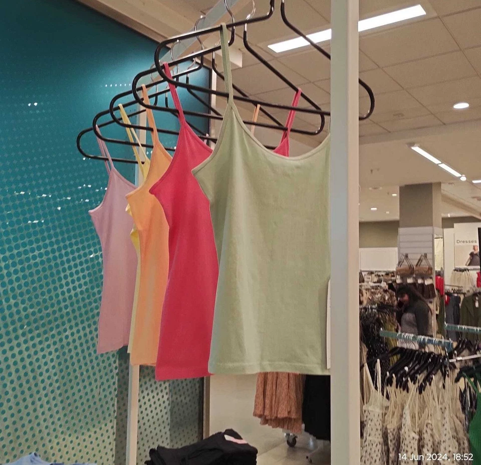 Primark Womens Ladies Girls Stretch Cami Vest Strap Top Black White 2XS TO 2XL - Image 2 of 4