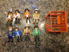 Playmobil 8 Figure Lot With Cage Vintage