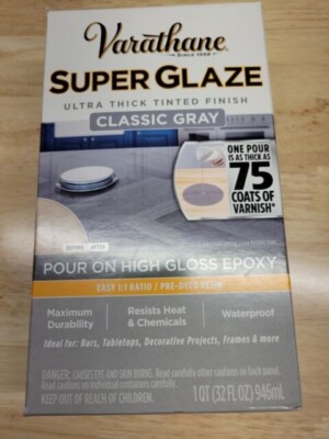 Varathane 363903 Super Glaze Pour-On High Gloss Epoxy Quart Classic Gray