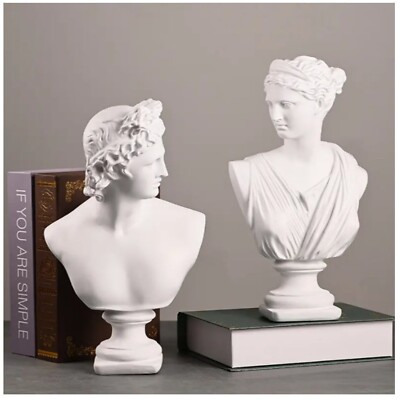 Apollo Gott der Musik Poesie Kunst Alabaster Stein Büste Kopf Statue Artemis