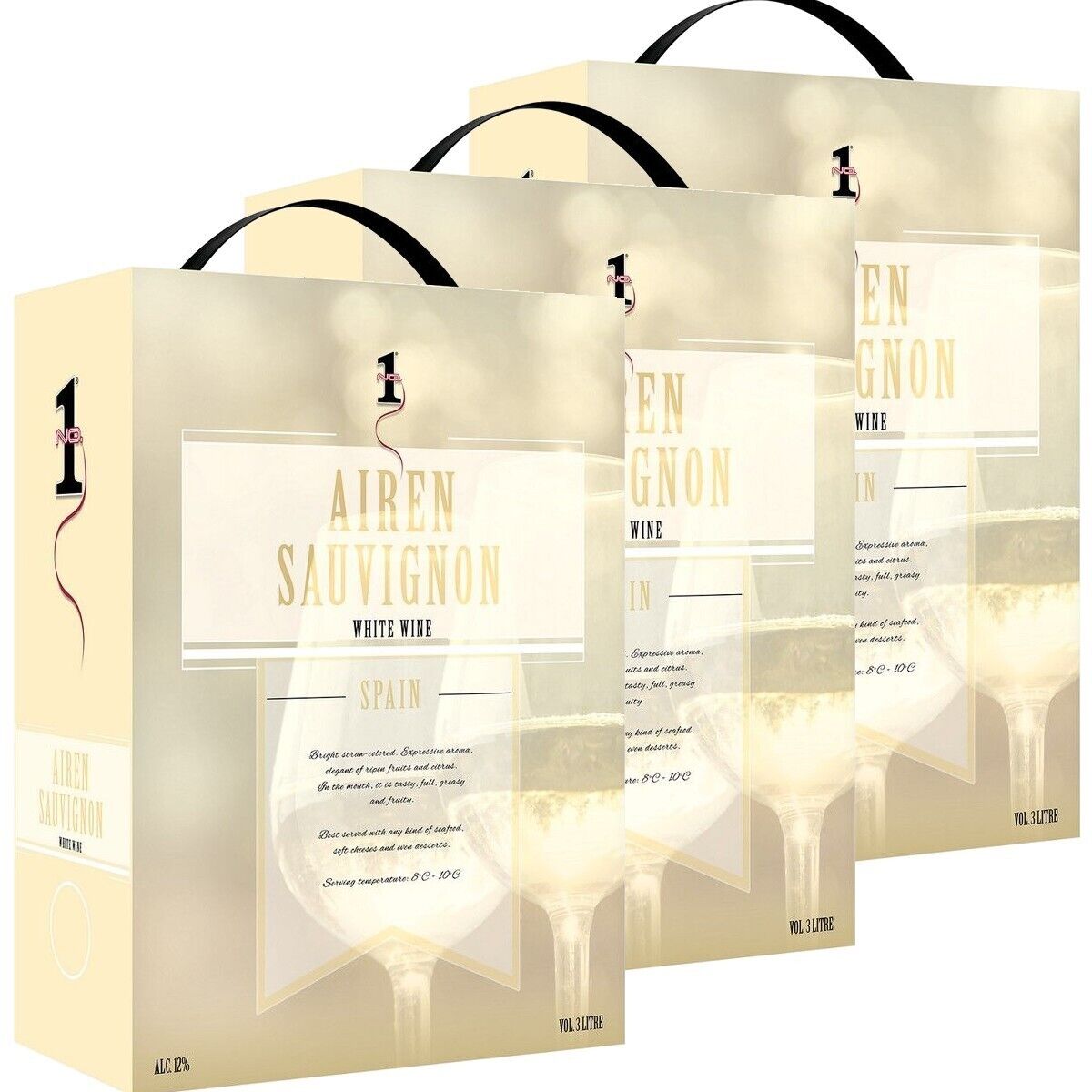 No.1  Airen Sauvignon Spanischer Weißwein 3L Bag in Box BiB 12% vol (RABATT)