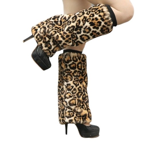 Women Faux Furs Leg Warmer Party Costumes Warm Fuzzy Leg Warmer Boot Cuffs Cover - Picture 33 of 35
