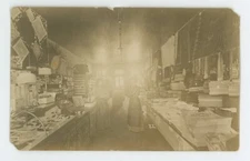 Vintage RPPC Lady Dresses Business Owners Store Shop Textiles Papers Sunny 1904